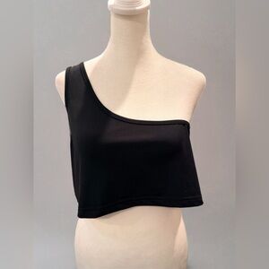 SHEIN Black One-Shoulder Crop Top